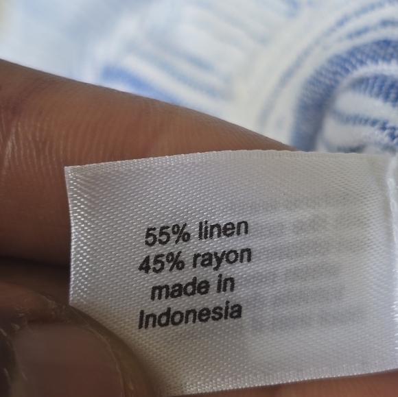 Lane Bryant Linen Blend Top Sz 22 Beach Nautical Stripe Adjustable Strap Ruffle - Picture 9 of 13